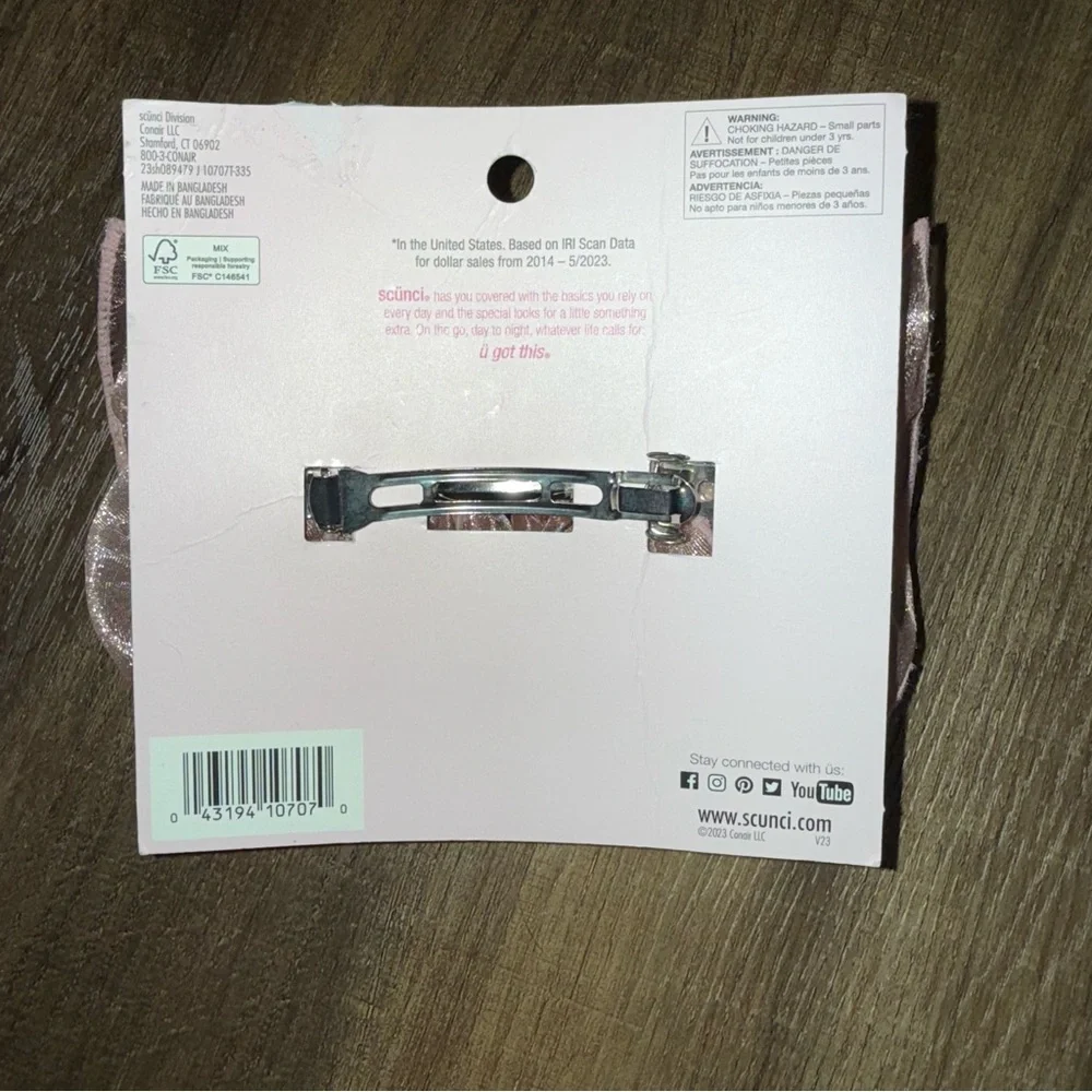 NWT Scünci by Conair Mauve Pink Bow Clip